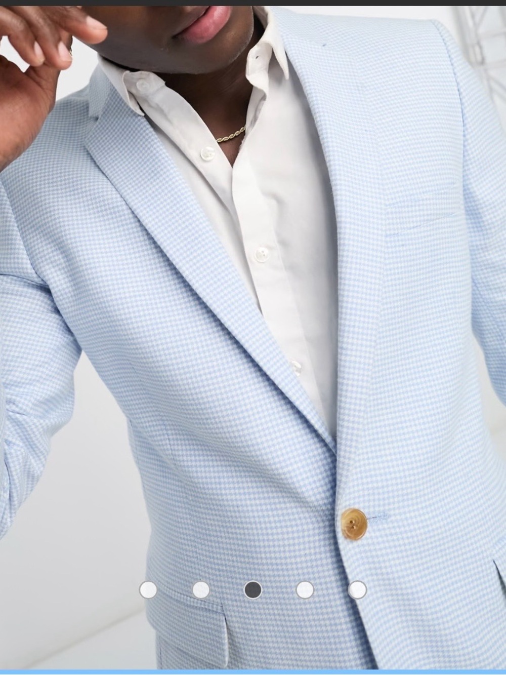 ASOS DESIGN Men's Super Skinny Blazer Light Blue Puppytooth Plaid Size 38